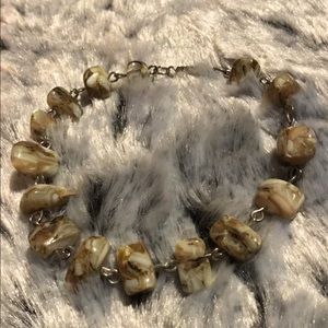 Shades of Brown & White Art Glass Bracelet